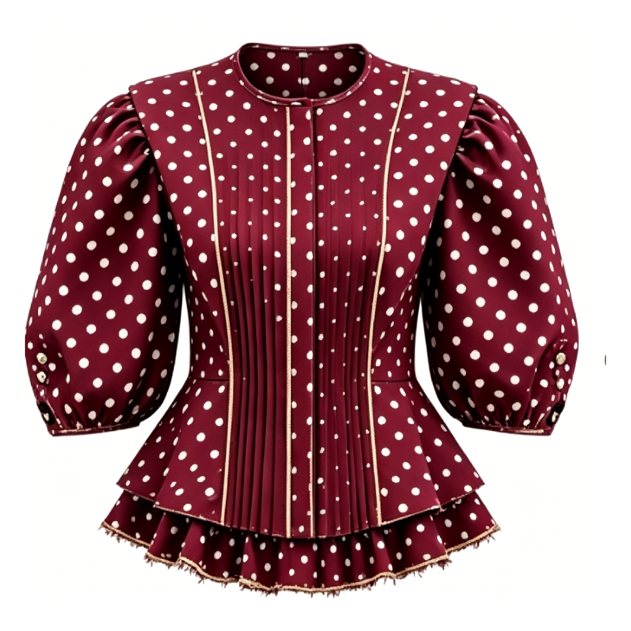 Rust Color Pleated Waist Blouse