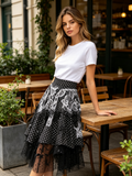 Blush Lace Trim A-Line Skirt