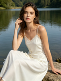 Ivory 3D Floral Slip Maxi Dress