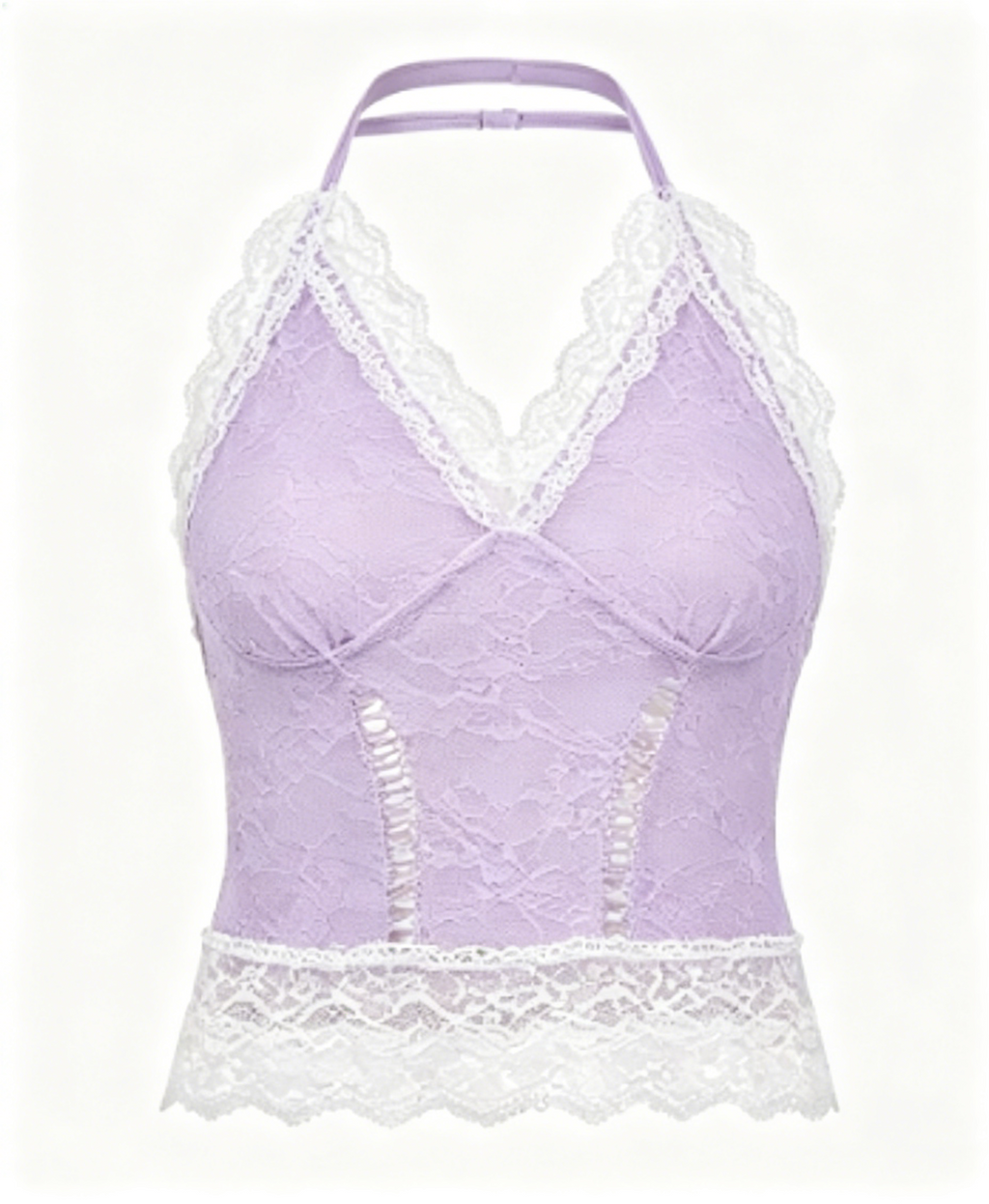 Purple Lace Halter Neck Corset Top