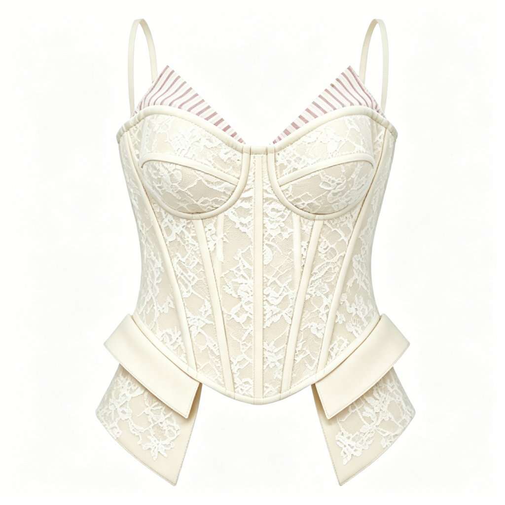 Cream Lace Corset Bustier Top