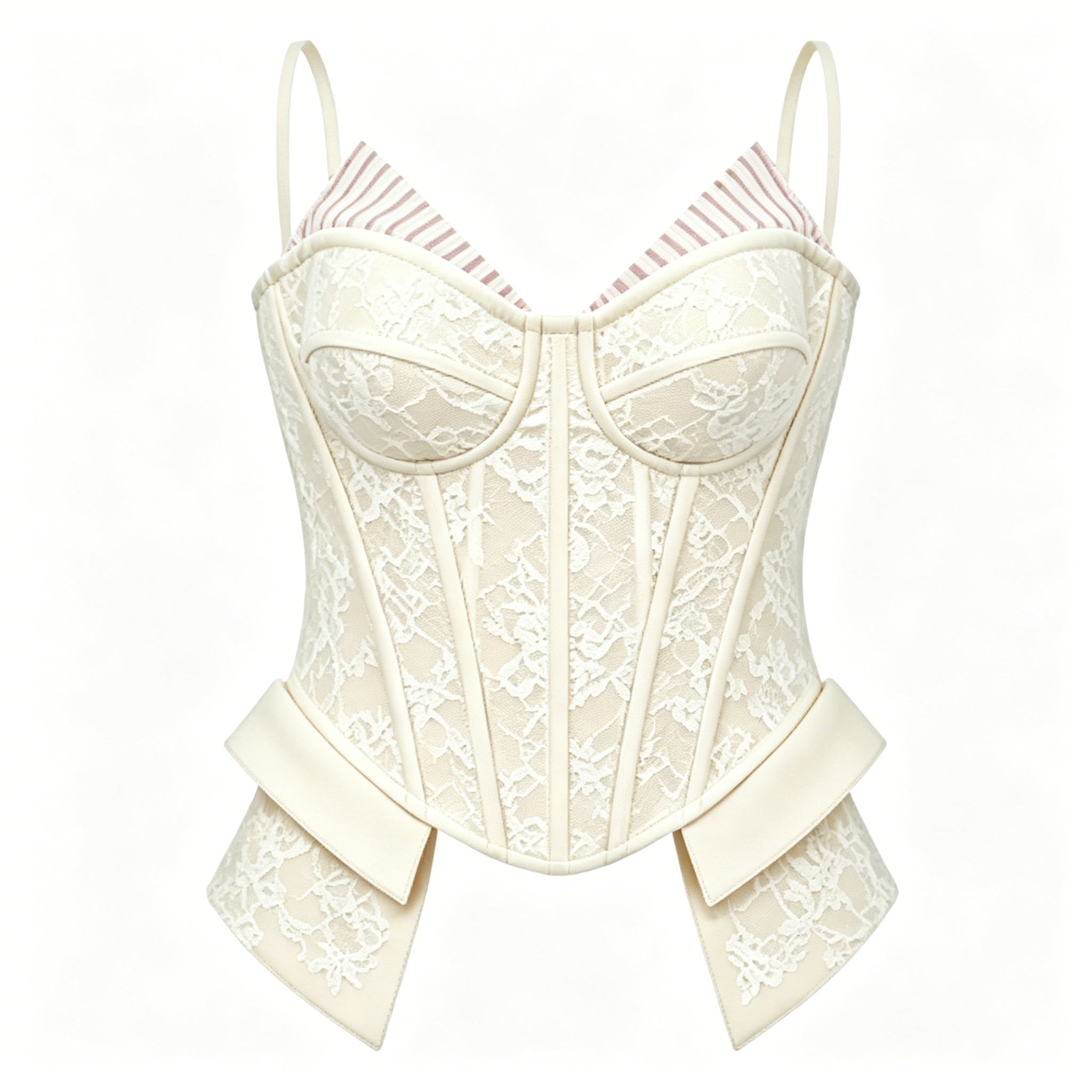 Cream Lace Corset Bustier Top
