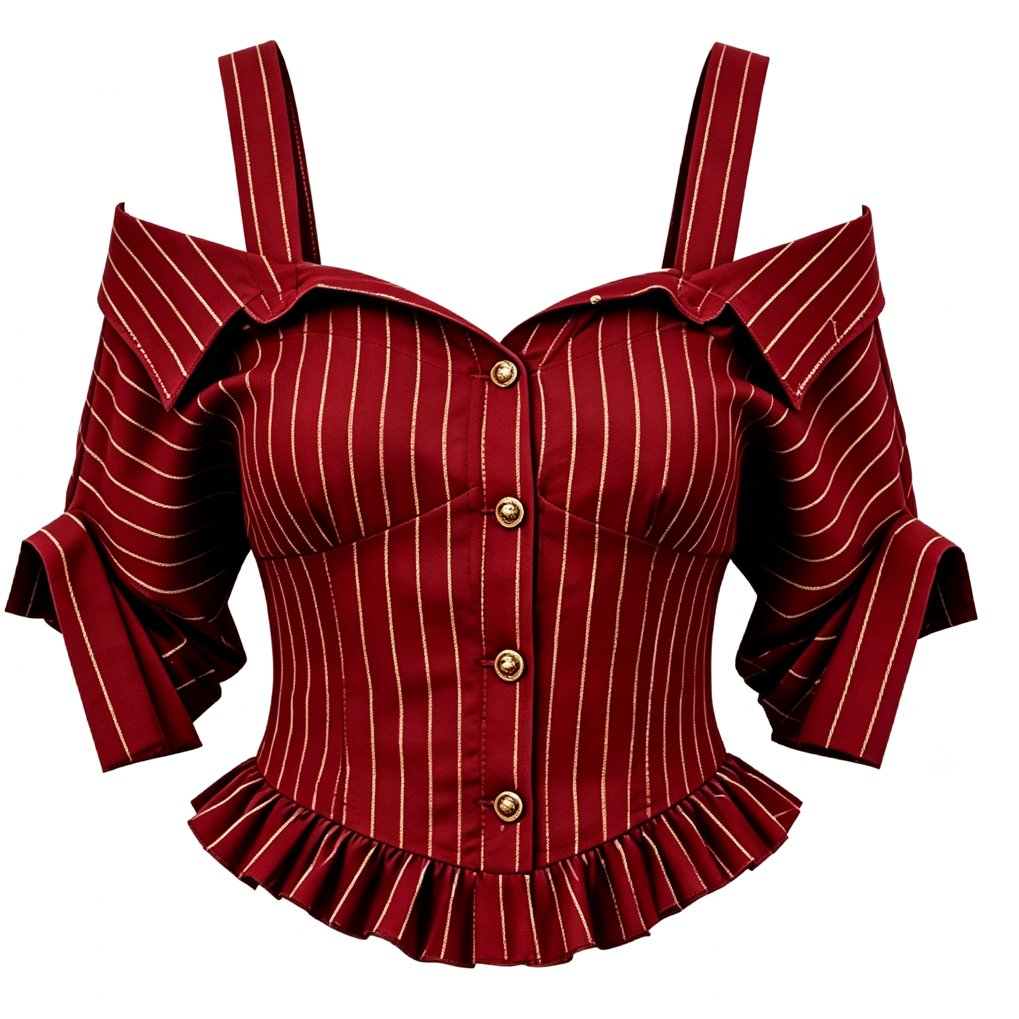 Red Gold Striped Off Shoulder Corset