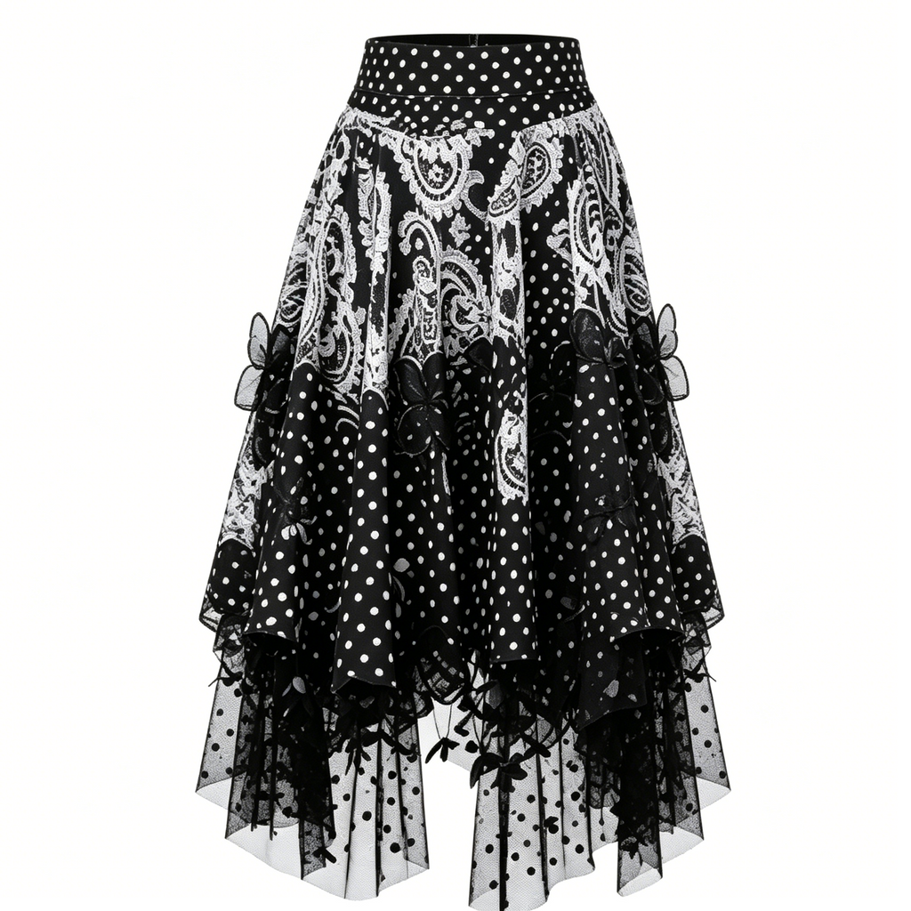 Blush Lace Trim A-Line Skirt