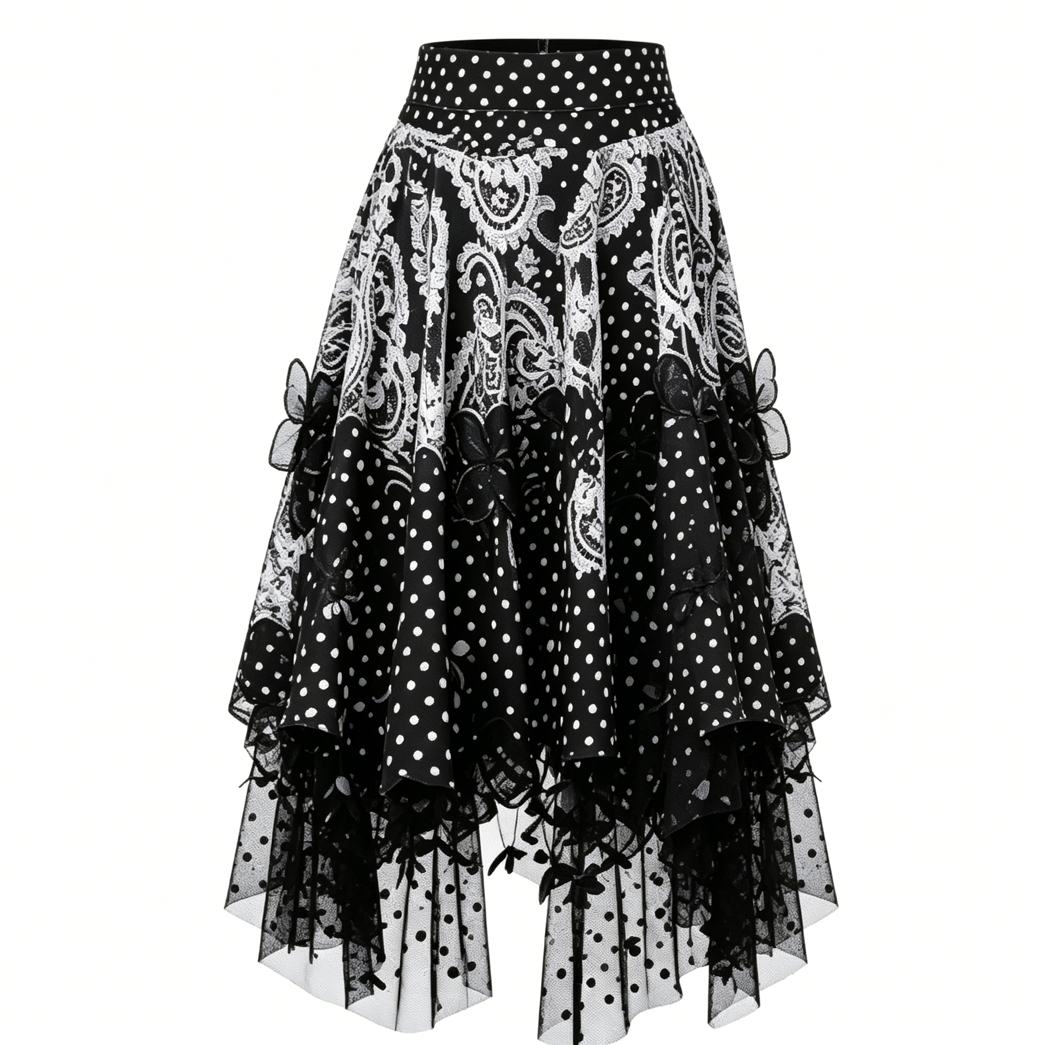 Blush Lace Trim A-Line Skirt