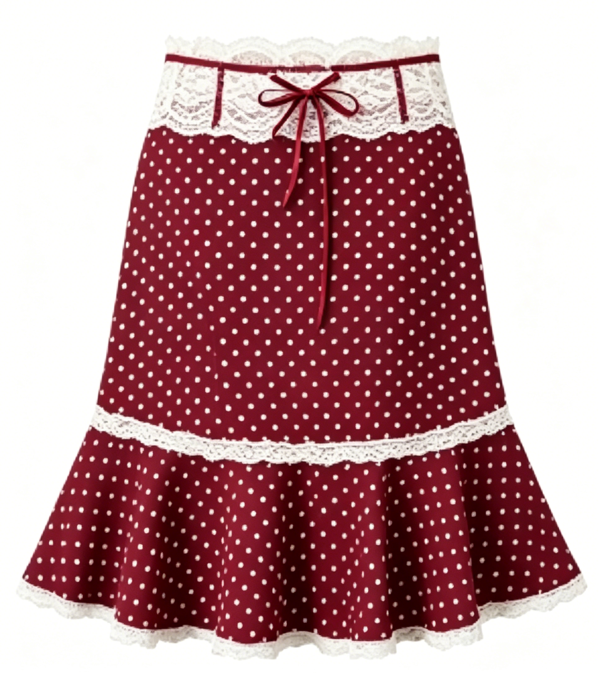 Burgundy Velvet Mermaid Midi Skirt